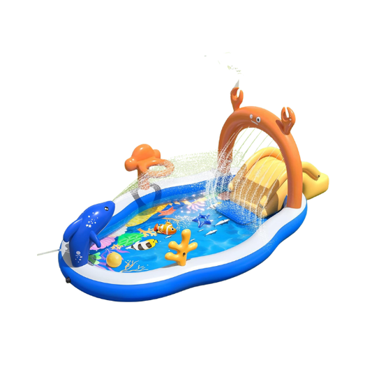 2026 Large Inflatable Play Center – Toddler Pool with Water Slide & Sprinkler
