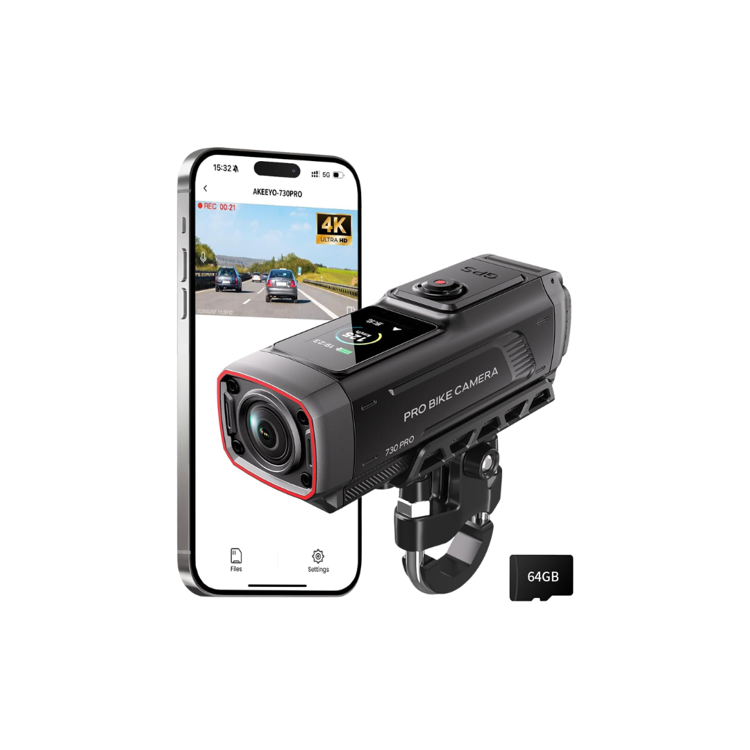 AKEEYO 730Pro 4K Motorcycle Dash Cam Sony IMX678 GPS 64GB Card