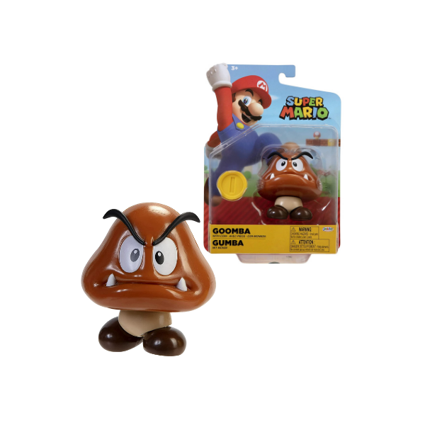 Super Mario Bros Goomba 4 inch Articulated Action Figure with Coin Accessory
