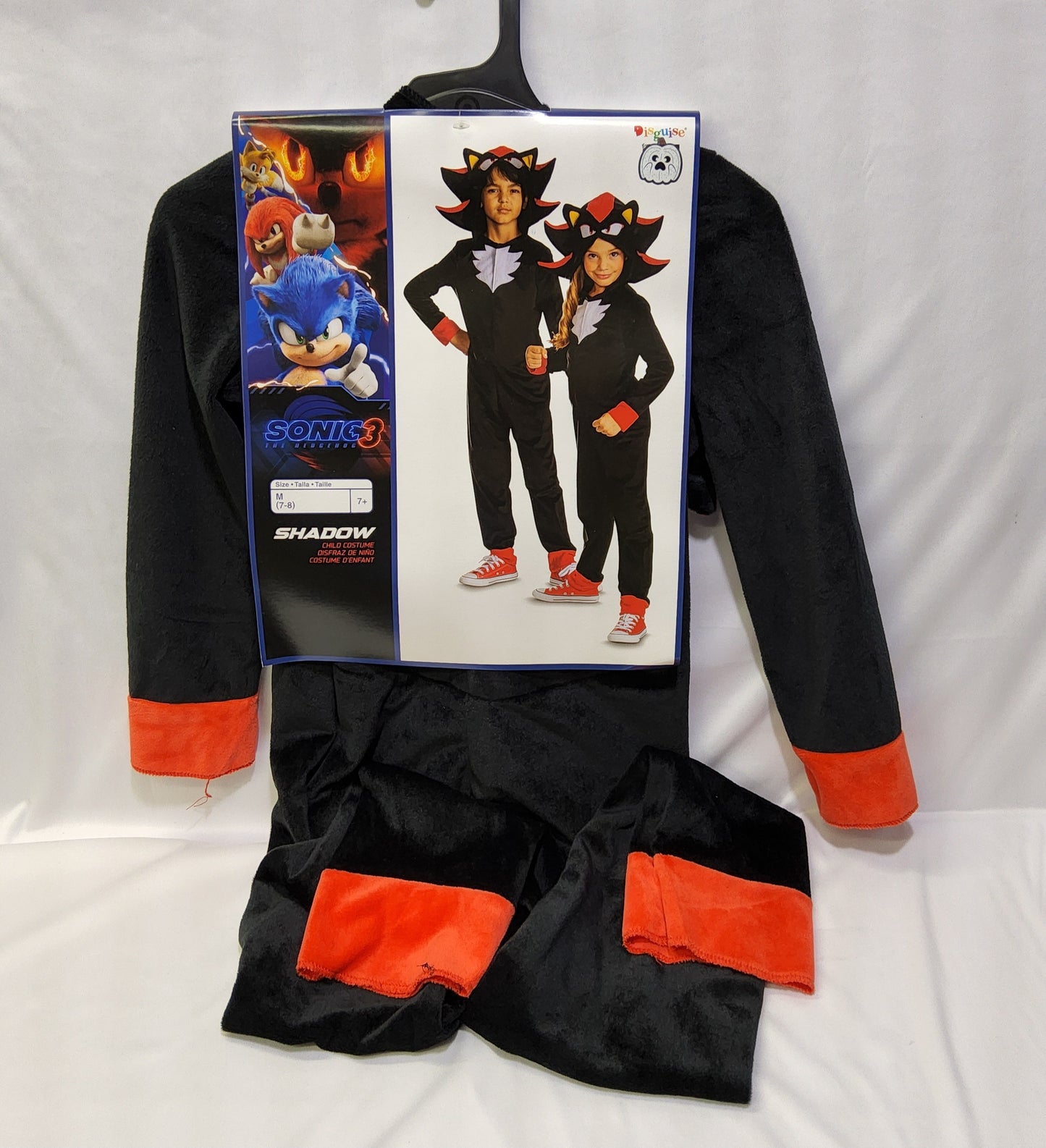 Official Sonic Movie 3 Shadow Costume for Kids | Hooded Jumpsuit 7-8