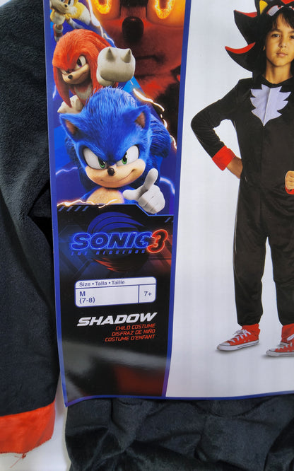 Official Sonic Movie 3 Shadow Costume for Kids | Hooded Jumpsuit 7-8