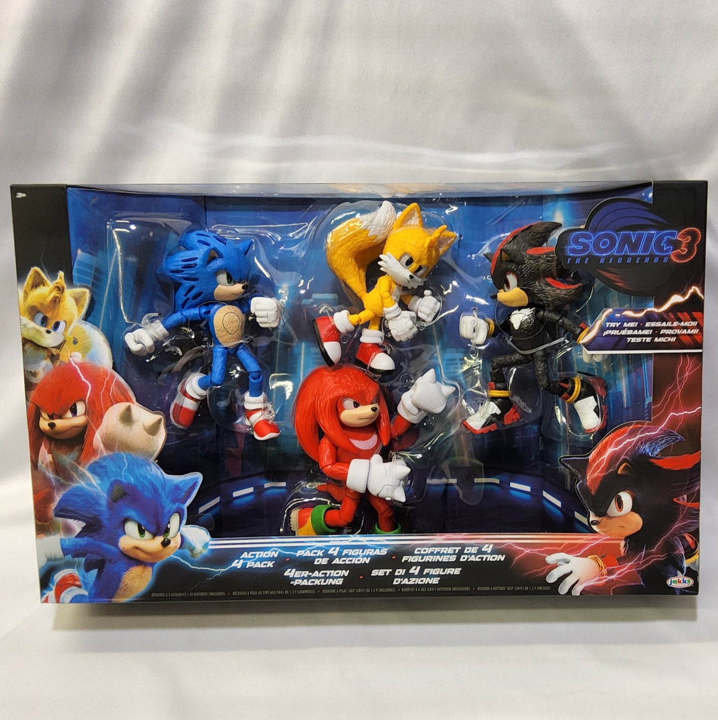 Sonic the Hedgehog 3 Movie 5" Sonic & Shadow Action Figures 4-Pack Set