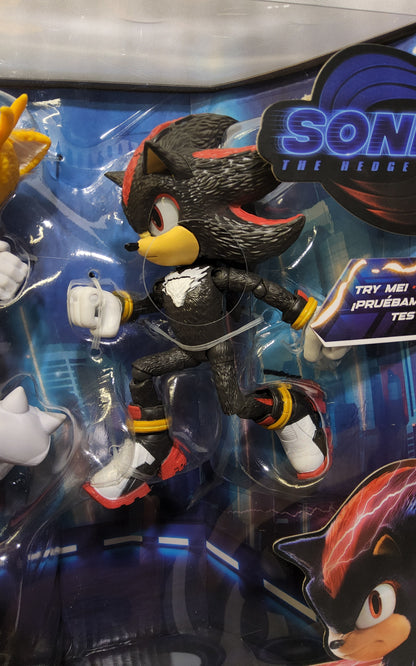 Sonic the Hedgehog 3 Movie 5" Sonic & Shadow Action Figures 4-Pack Set