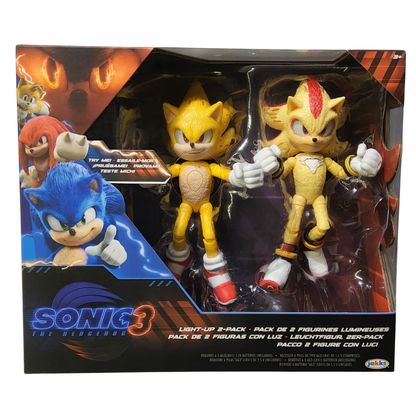 Super Shadow Super Sonic 3 Jakks 5" Light Up 2 Pack hedgehog Figure