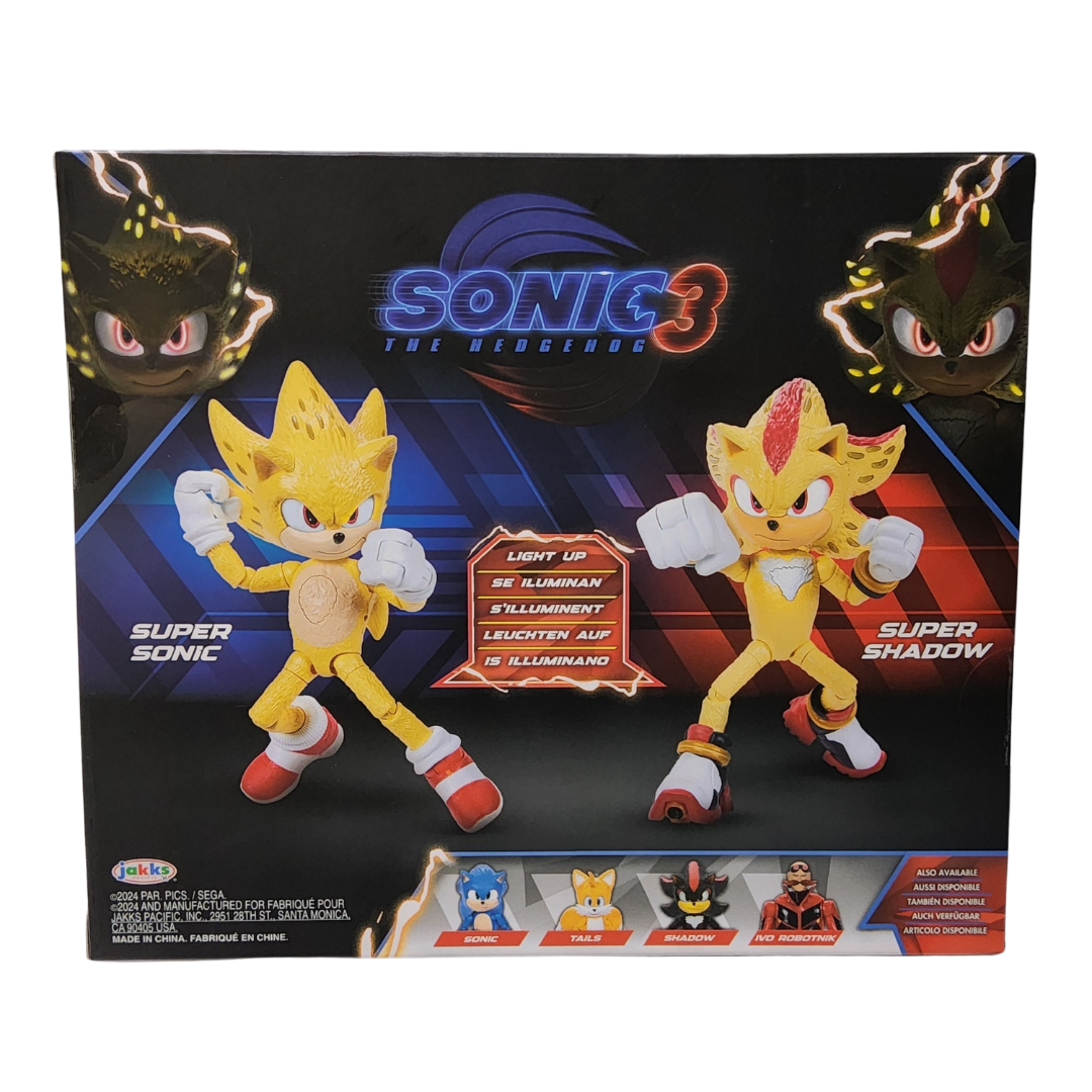 Super Shadow Super Sonic 3 Jakks 5" Light Up 2 Pack hedgehog Figure