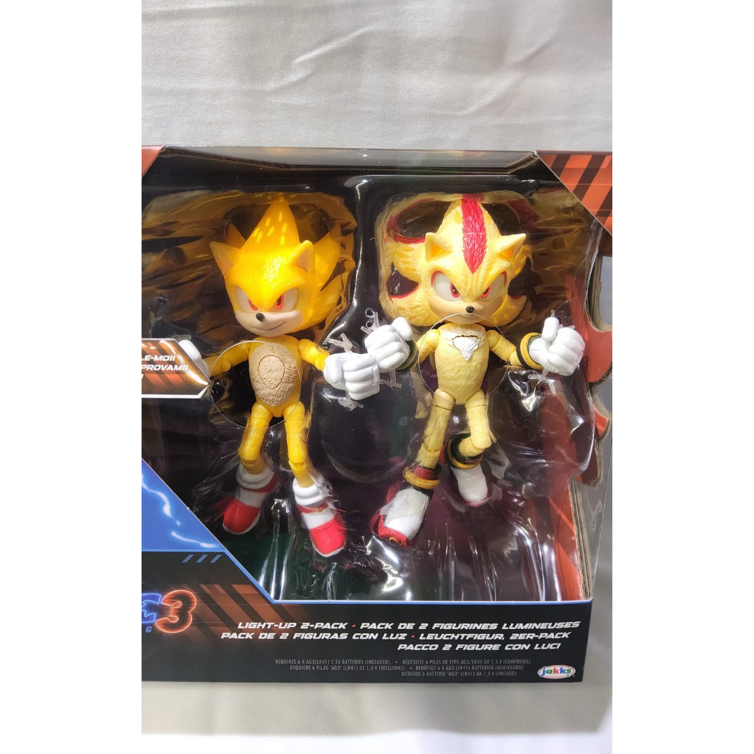 Super Shadow Super Sonic 3 Jakks 5" Light Up 2 Pack hedgehog Figure