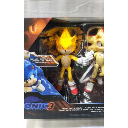 Super Shadow Super Sonic 3 Jakks 5" Light Up 2 Pack hedgehog Figure