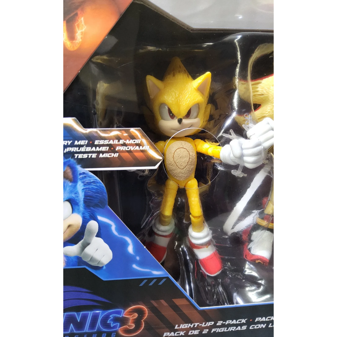 Super Shadow Super Sonic 3 Jakks 5" Light Up 2 Pack hedgehog Figure