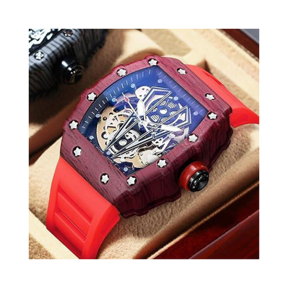 BINBOND Square Skeleton Automatic Watch – Self-Winding Mechanical Timepiece