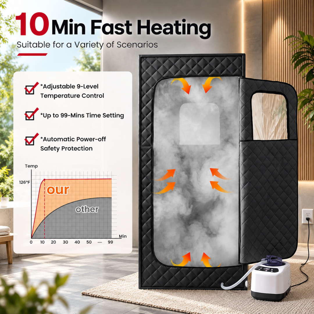 Enhulk Portable Steam Sauna for Home, 1200W 3L Steamer, 9 Heat Levels