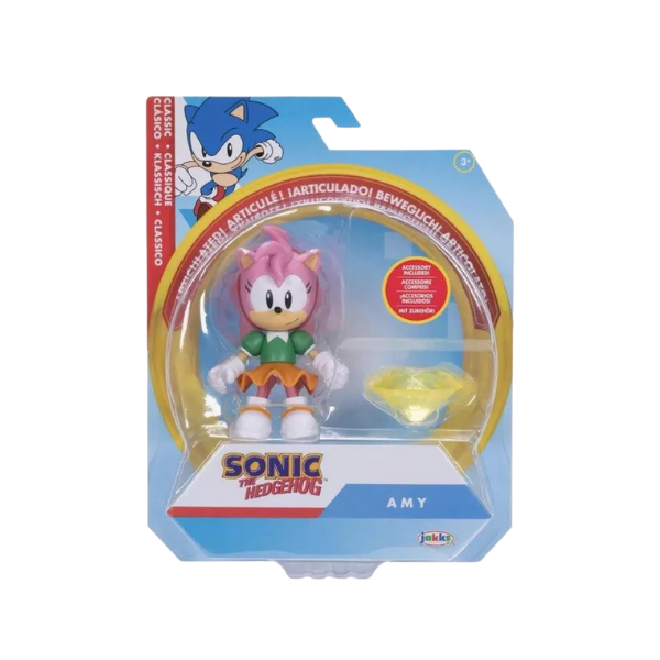 Sonic The Hedgehog Classic Amy 4" Action Figure with Yellow Chaos Emerald