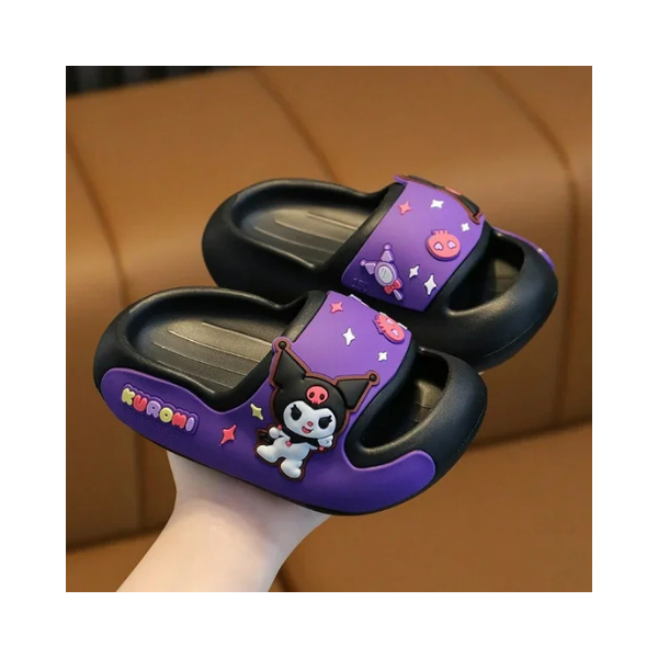 Kuromi Galaxy Slides – Black & Purple Sanrio Shoes for Girls (US 7.5–8.5)