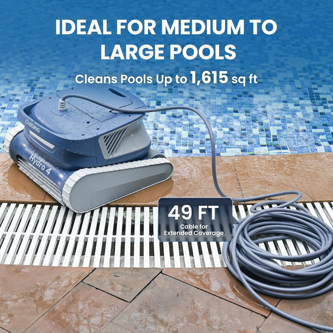 Chasing Hydro 4 Corded Robotic Pool Cleaner for Inground Pools 49ft