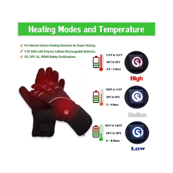 Day Wolf Heated Glove Liners with Rechargeable Batteries for Winter Sports