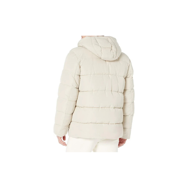 Jaqueta masculina com capuz e capuz Ivory – Casaco grosso com bolhas 100% poliéster