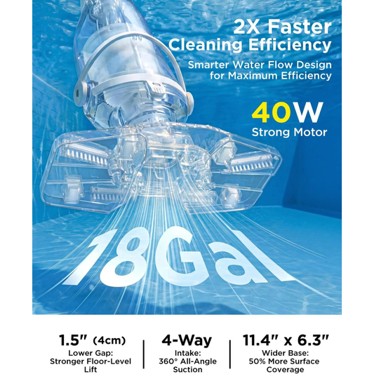 InoKraft K1.5 Pro Cordless Pool Vacuum – Gray, 18.5 GPM, 59-Inch Pole