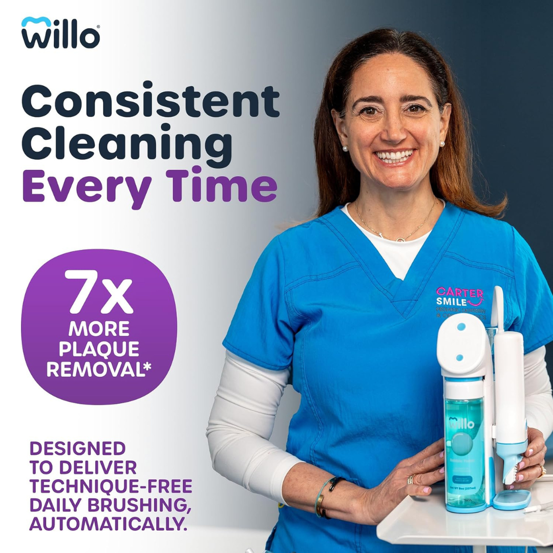 Willo AutoFlo Kids U-Shaped Electric Toothbrush, Large, Ages 12+, Mint