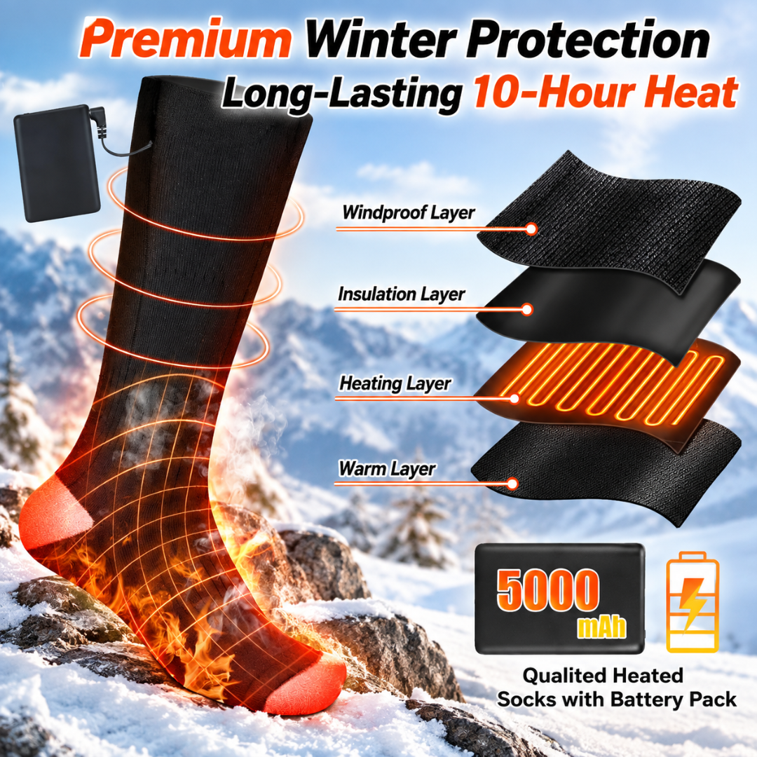 Gilyooheat Rechargeable Heated Socks for Men & Women – 4000mAh, Black