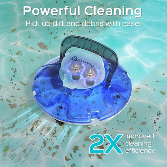 WINNY HJ1102P Cordless Robotic Pool Cleaner – Sapphire Blue and White