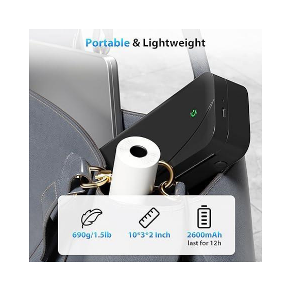 Impressora térmica portátil Bluetooth NelkoGlobal – 8,5'' x 11'' sem tinta, 300 DPI