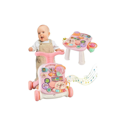 HAWEEK Baby Push Walker 3-in-1, Sit-to-Stand Activity Center with Music