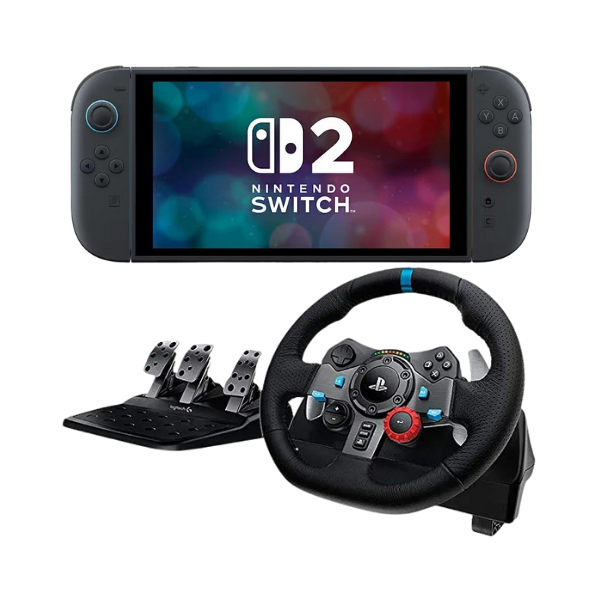 Nintendo Switch 2 Console + Logitech G29 Racing Wheel + Switch 2 Protective Case Bundle Set – Premium Gaming Pack