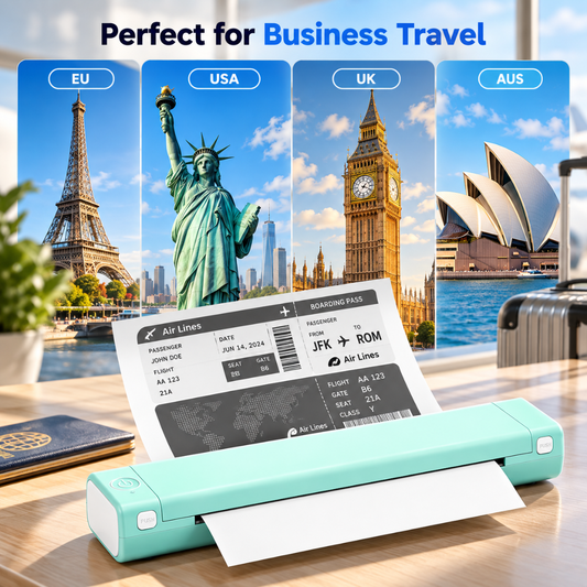 Phomemo M08F-CS Portable Thermal Printer, Bluetooth, Green and White