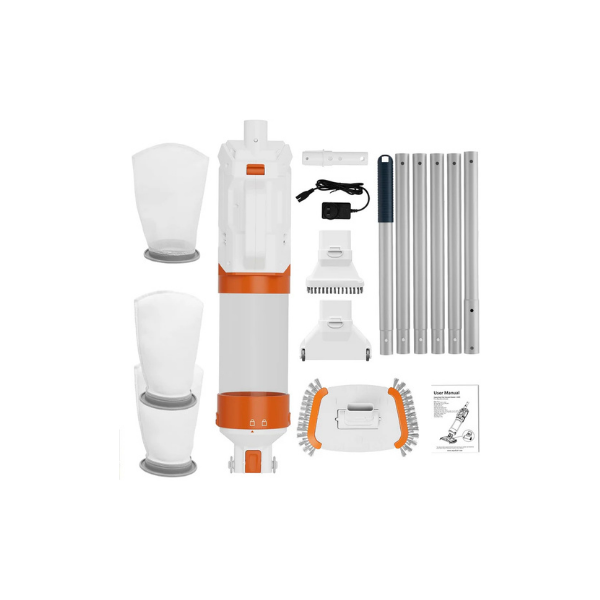 AQUAFYSH Cordless Pool Vacuum – 16.8 GPM Suction, 60M Run-Time, 25µm Filter