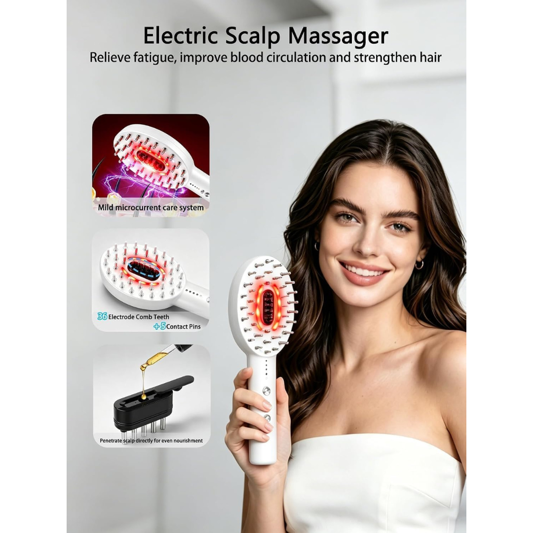 ABVOT 3-in-1 Electric Scalp Massager Brush with Hair Oil Applicator