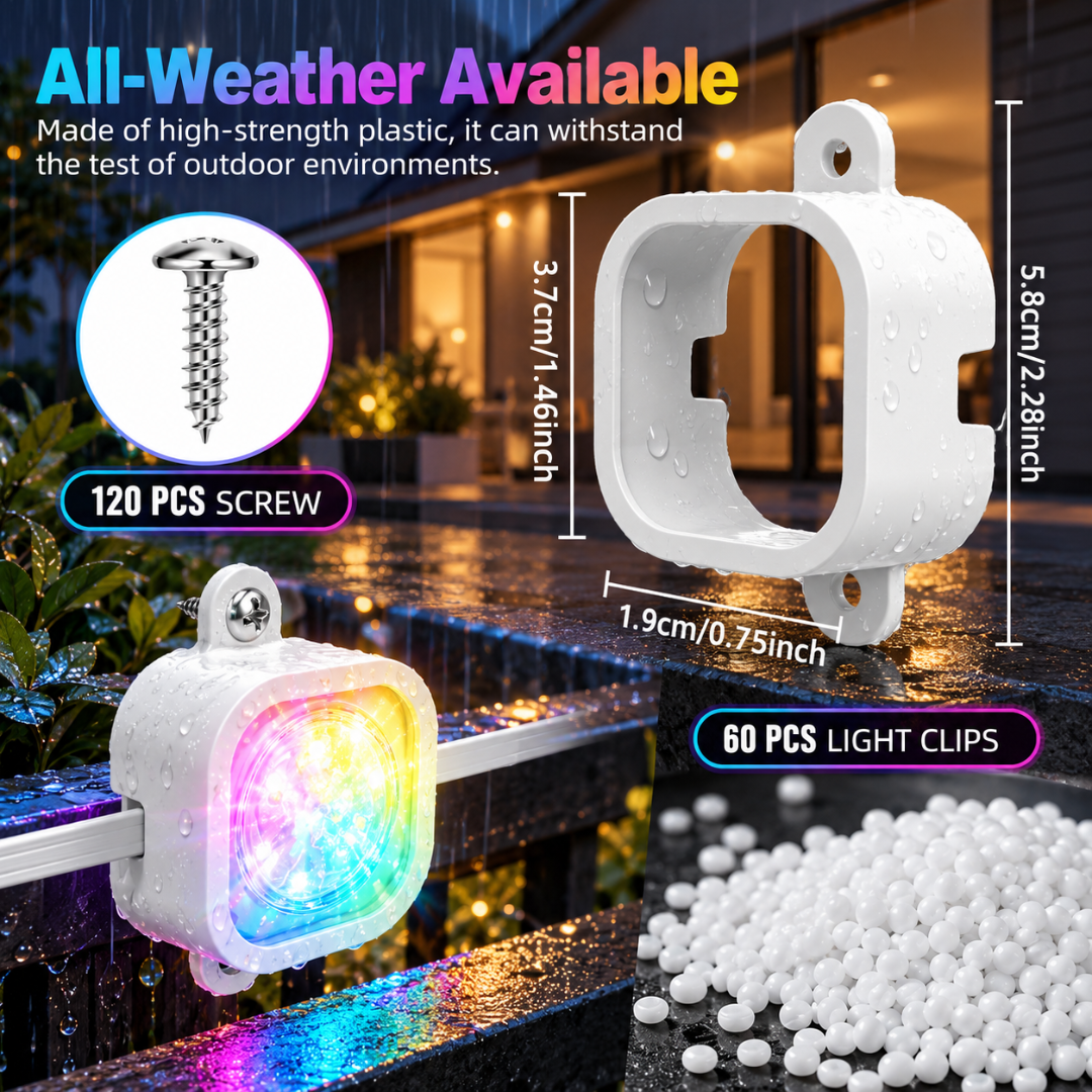 60PCS Permanent Outdoor Light Clips for H706 100FT Permanent Lights with Screws White