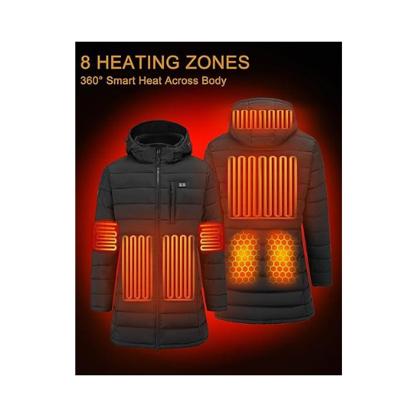 Hengriacly Women’s Heated Jacket – 8Zone Graphene Heating with Battery Pack