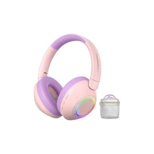 TONOSHARK Kids Noise Cancelling Headphones RGB LED 60H Bluetooth Pink