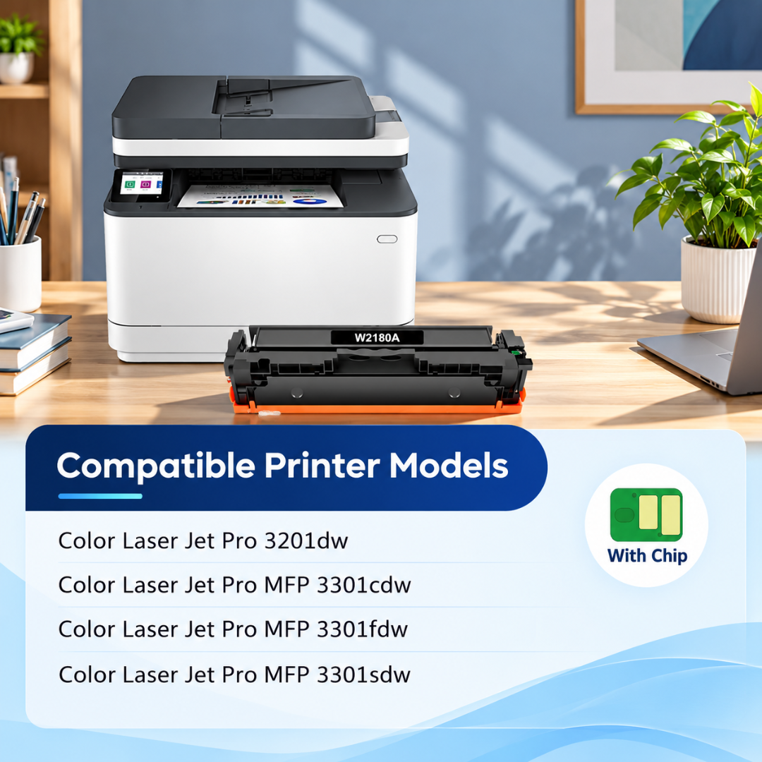 WOWTONER 218A 218X Toner 4-Pack with Chip for HP 3301 3201 Printers