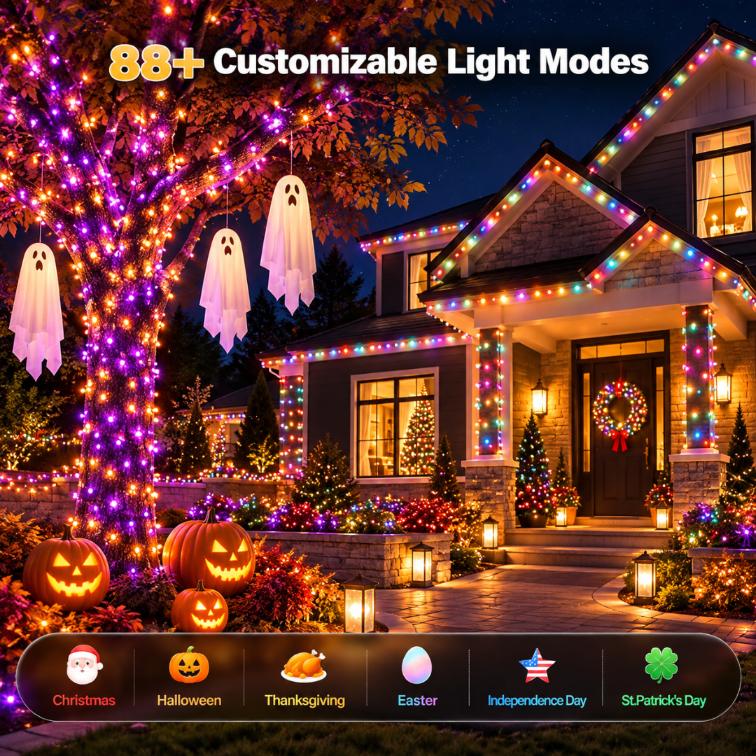 Ollny Smart Christmas Lights 131FT 400LED RGBW App Remote Music Sync Outdoor String Lights