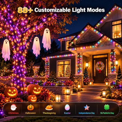 Ollny Smart Christmas Lights 131FT 400LED RGBW App Remote Music Sync Outdoor String Lights