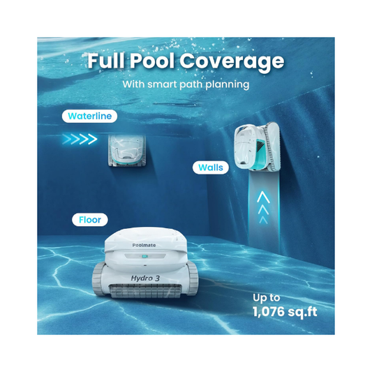 Chasing 200-min Hydro 3 Cordless Robotic Pool Cleaner | Roller Brush Cleaning for Floors/Walls/Waterline, Auto-Dock, Large Filter Basket | for Inground & Above Ground Pools
