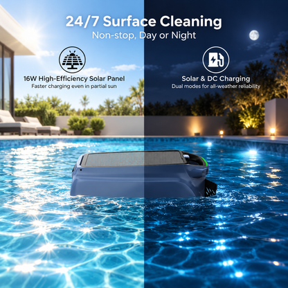 KAVANO Solar Robotic Pool Skimmer – App Control, 20-Hour Runtime, Blue