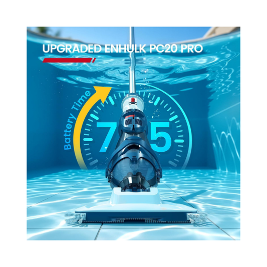 ENHULK PC21 Pro Cordless Pool Vacuum, Upgraded Dual Mode, 22 GPM Powerful Suction, 150" Telescopic Pole, 6 Filter Units, 75 Minutes Runtime, Handheld Pool Cleaner for Above/Inground Pools