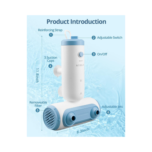 Portable Bath Jet Spa for Bathtub Dual Hydro Jets Bubble Machine Relaxation Blue