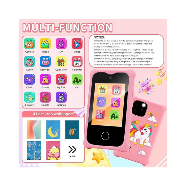 Surekuo 2.8" Kids Smart Phone for Girls, Dual Camera, Games & Music