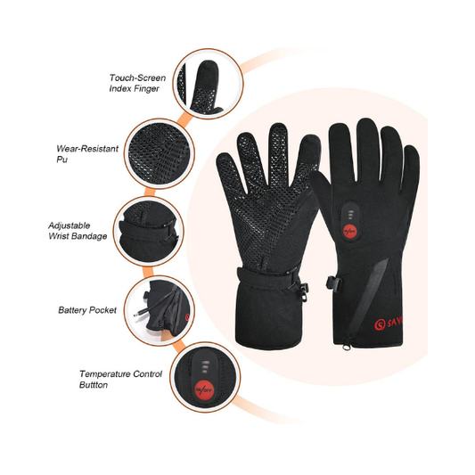 Day Wolf Electric Heated Gloves for Men Women, Rechargeable Waterproof Winter Hand Warmers with Touchscreen for Outdoor Activities(X-Small)