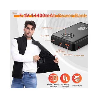 SNOW LEOPARD Heated Vest for Men, 6 Heating Zones, Battery Pack Included