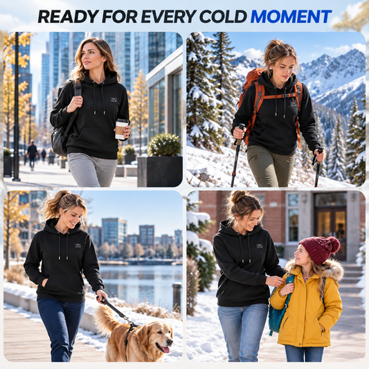 Siigrid Women's Heated Hoodie Battery Pack Fleece Heated Sweatshirt Black Large
