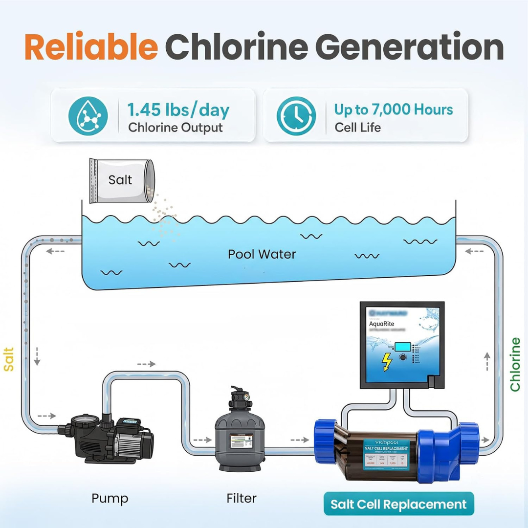 Vidapool T-CELL-15 Salt Cell Replacement for Hayward AquaRite 40K Pools