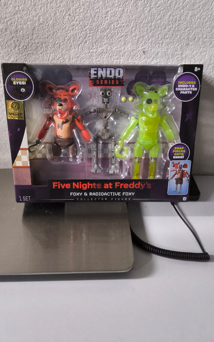 Five Nights at Freddy's Endo Series Foxy & Radioactive Foxy Vault Exclusive Collector Figure Set with Glow Eyes