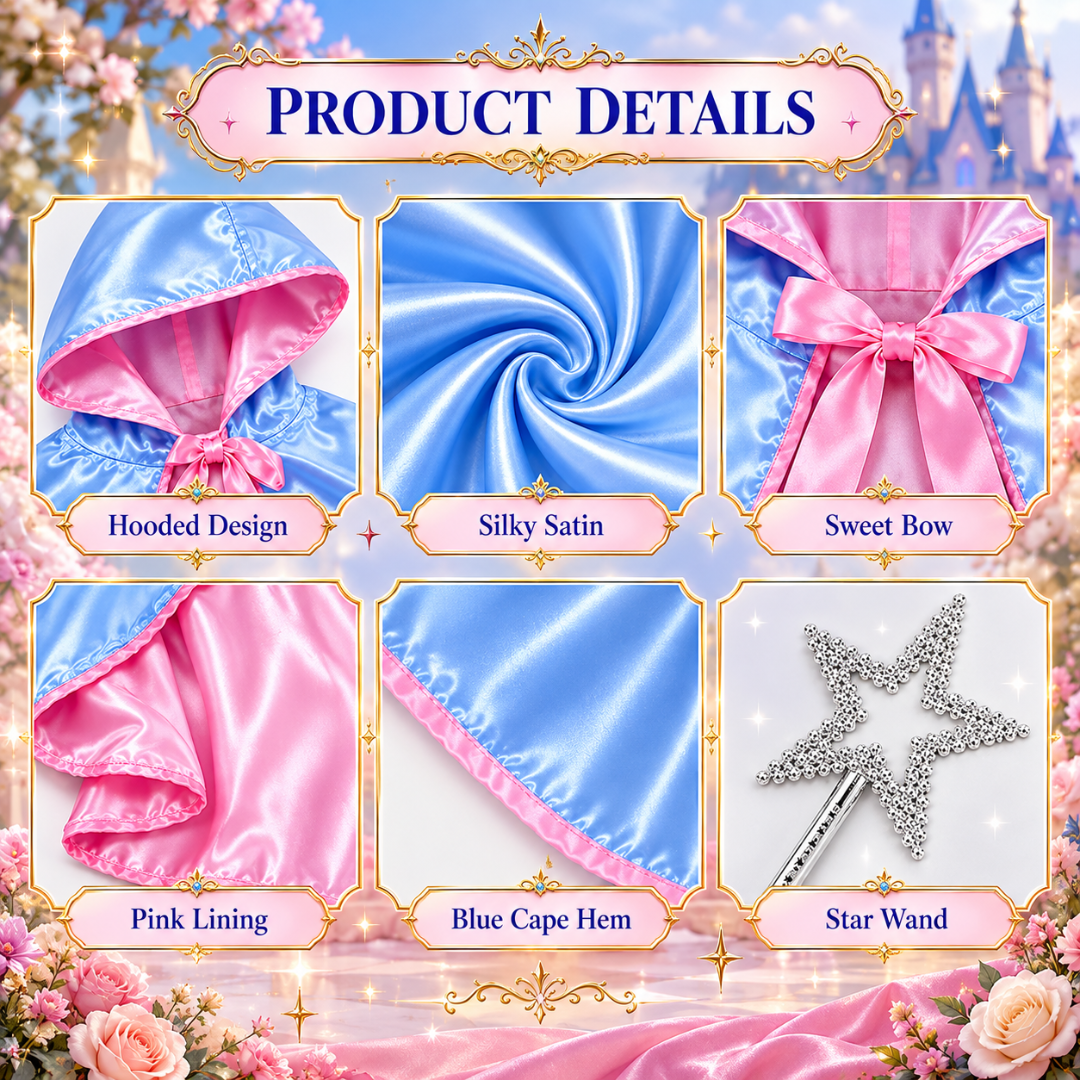 Lmmoaxn fairy godmother costume set with blue hooded cape and star wand, product gallery image 3 of 5