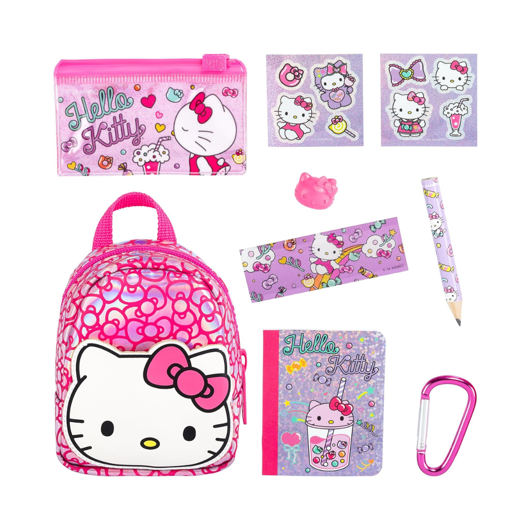 Real Littles Hello Kitty Pink Mini Backpack with Six Stationery Surprises