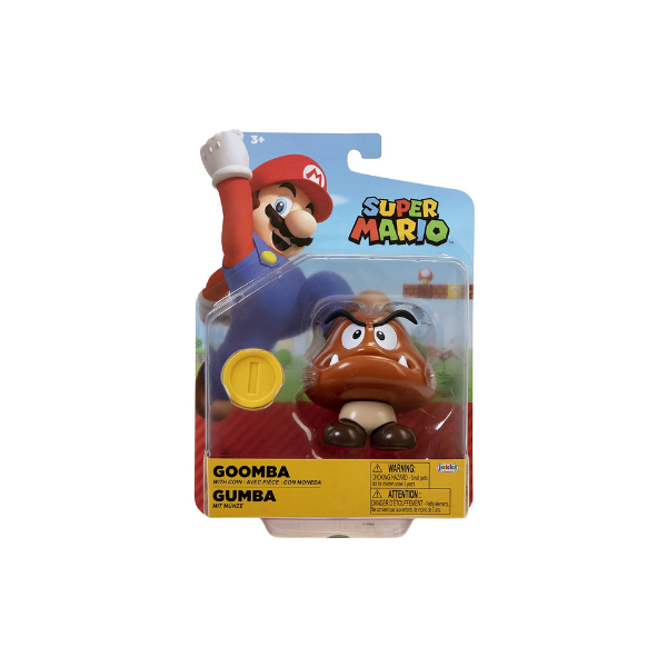 Super Mario Bros Goomba 4 inch Articulated Action Figure with Coin Accessory