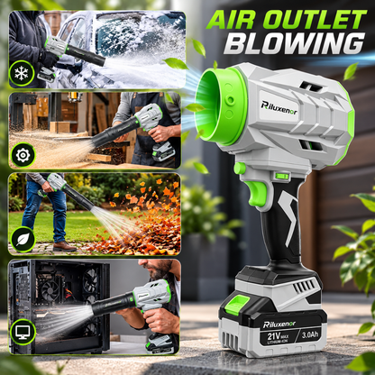 OIGFDS 21V Cordless Leaf Blower & Vacuum, 385 CFM, 6 Speeds, 7 Nozzles