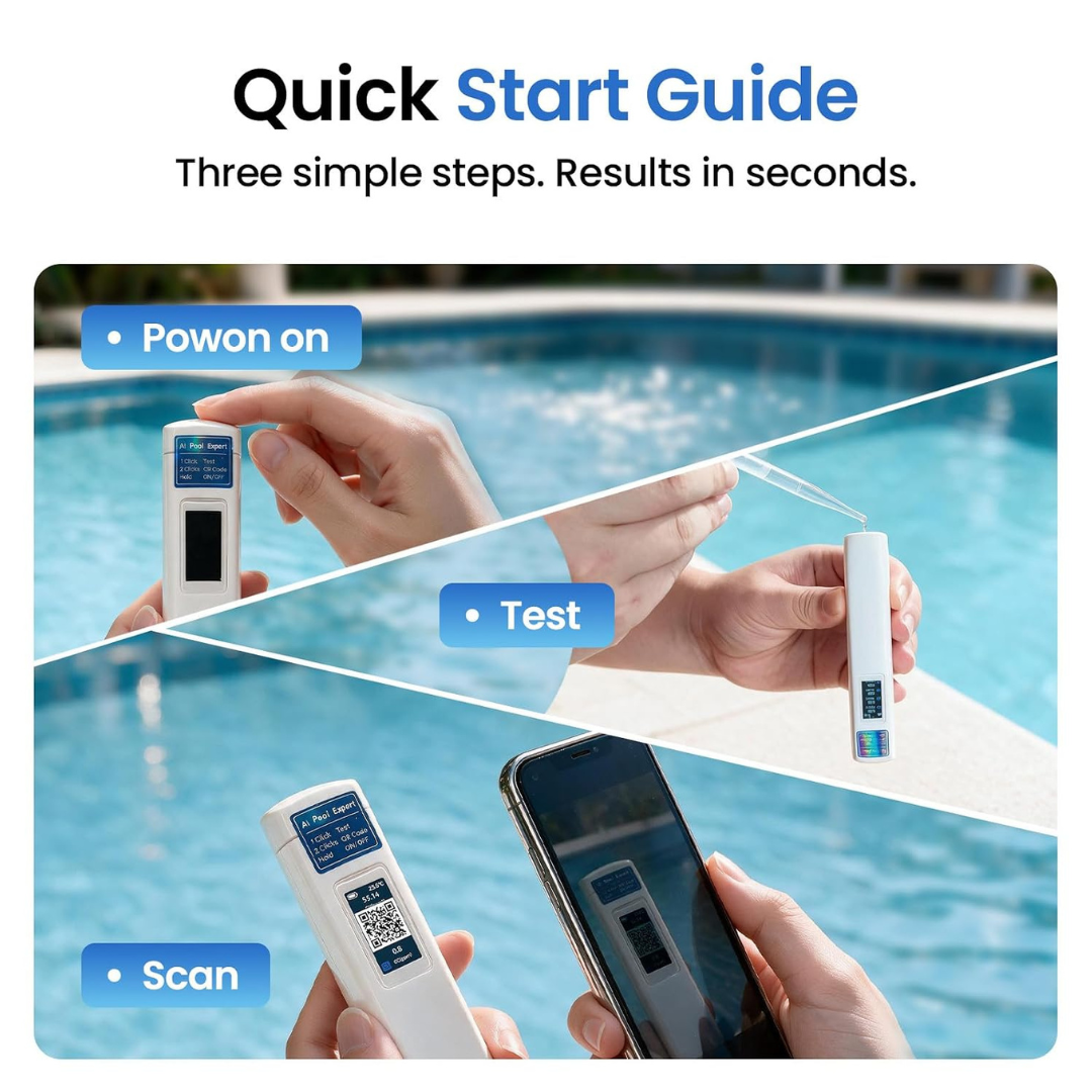 VISPECT 12-in-1 Digital Pool Water Tester with AI Salt & Chlorine Analysis